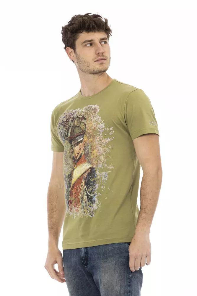 Trussardi Action Chic Green Short Sleeve Tee with Front Print