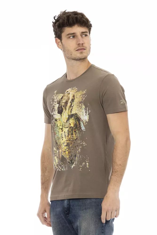 Trussardi Action Chic Brown Short Sleeve Cotton-Blend Tee