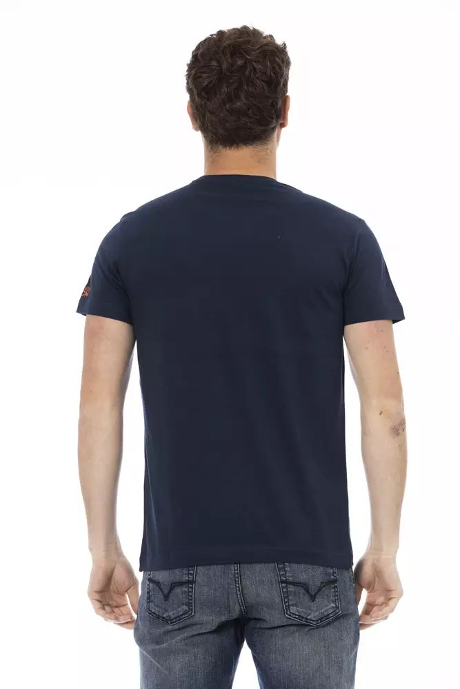 Trussardi Action Chic Blue Short Sleeve Tee with Front Print