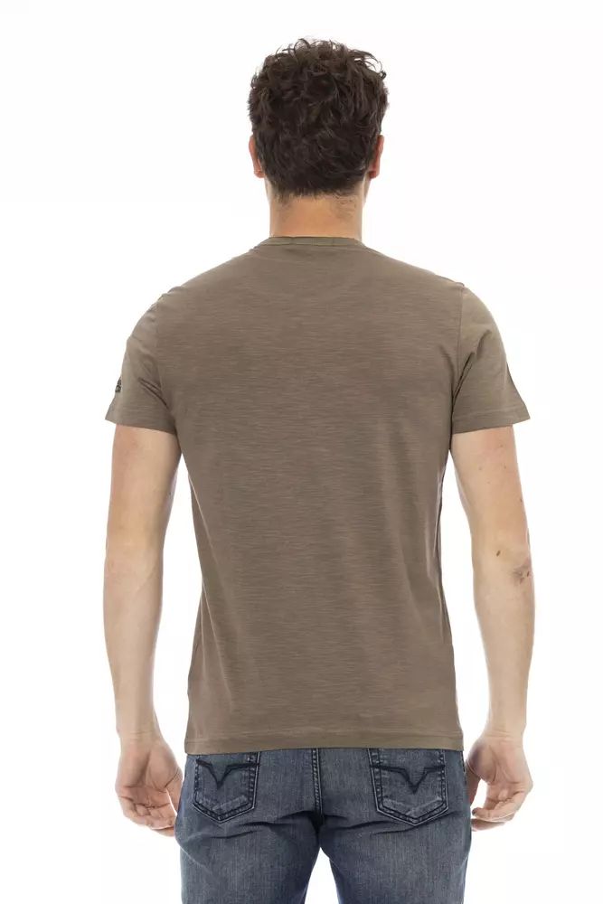 Trussardi Action Elegant Brown Tee with Chic Front Print