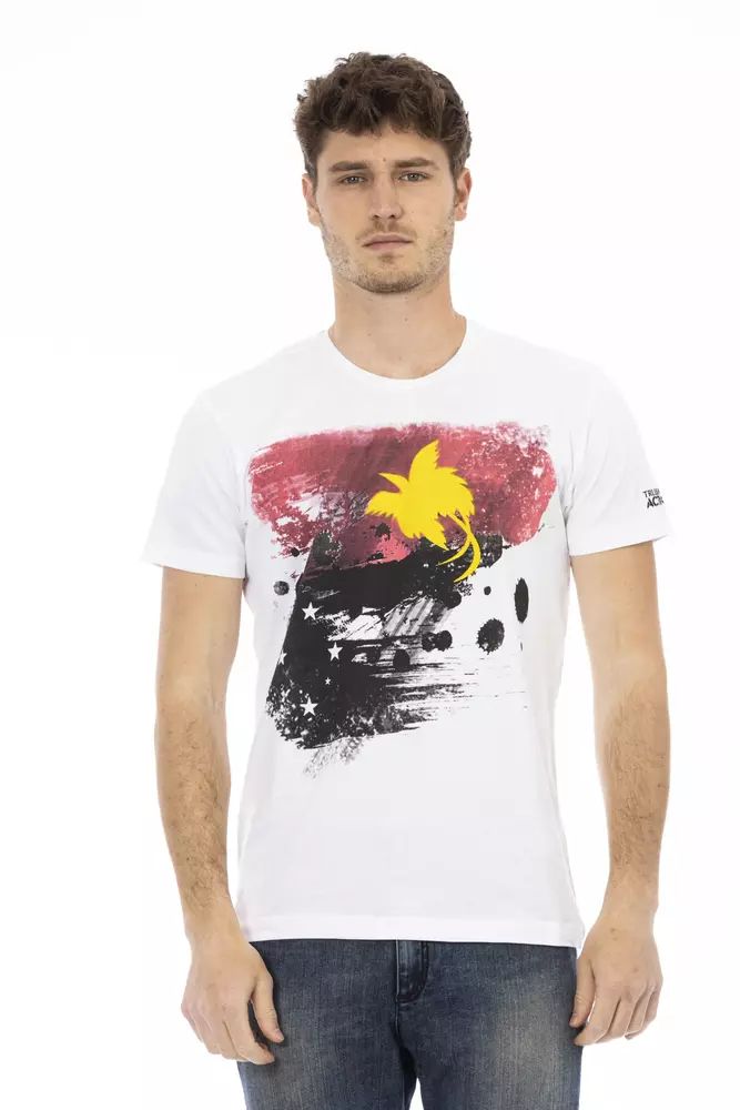 Trussardi Action Sleek Summer White Tee with Graphic Print