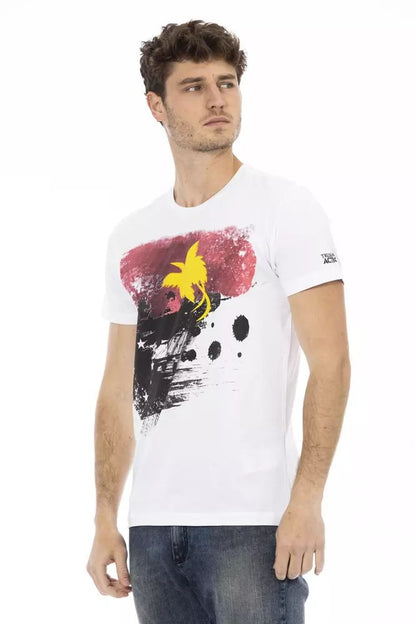 Trussardi Action Sleek Summer White Tee with Graphic Print