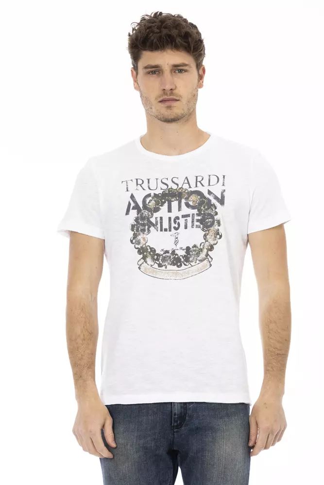 Trussardi Action Chic White Tee with Front Print