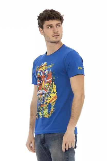 Trussardi Action Elegant Blue Tee with Front Print