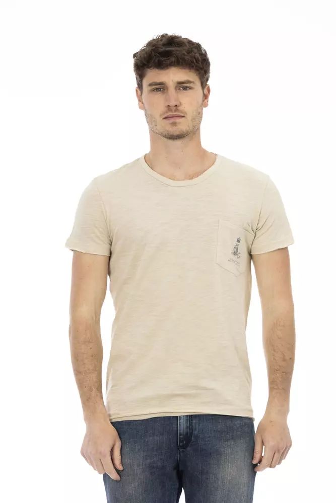 Trussardi Action Beige Chest Pocket Tee - Casual Elegance