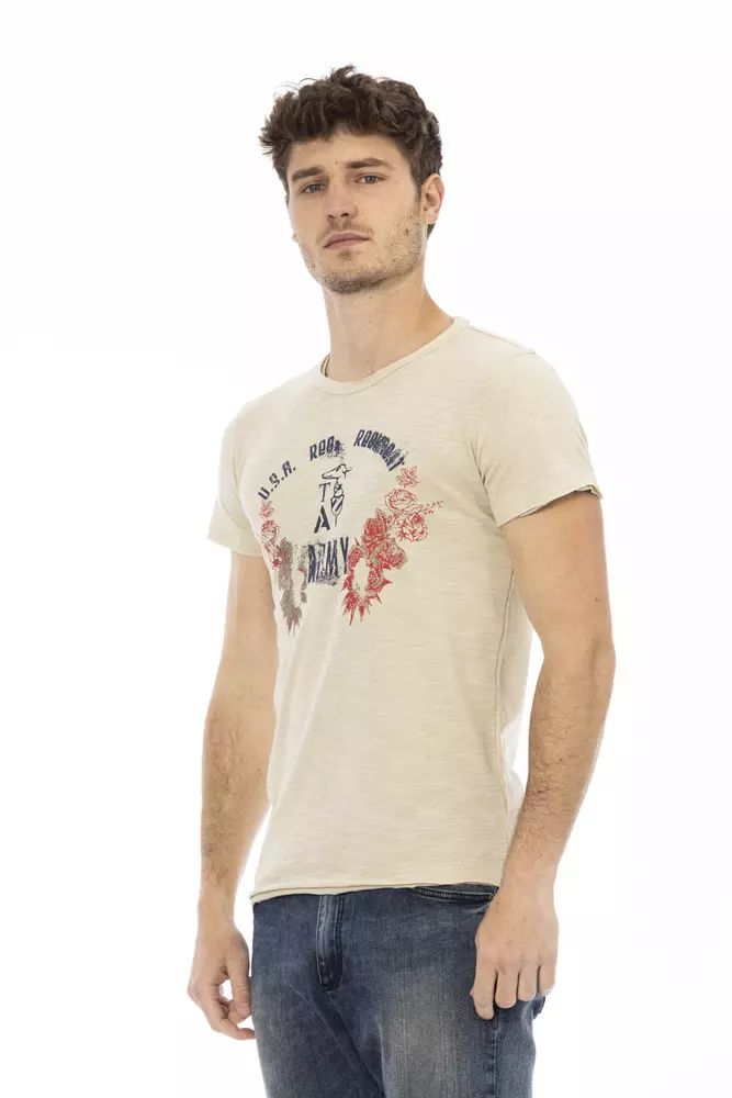 Trussardi Action Beige Short Sleeve Cotton Blend T-Shirt