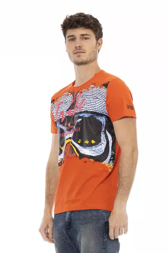 Trussardi Action Vibrant Orange Round Neck Tee with Print