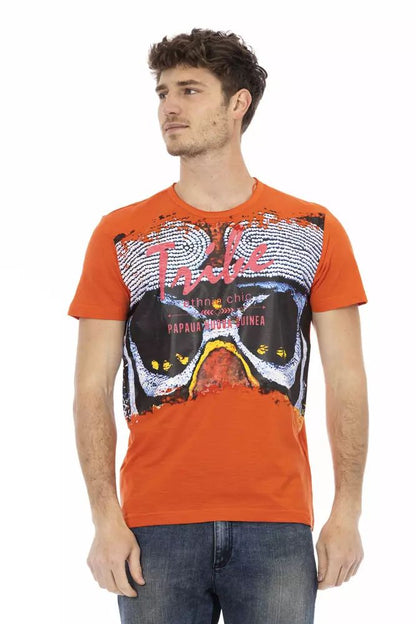 Trussardi Action Vibrant Orange Round Neck Tee with Print