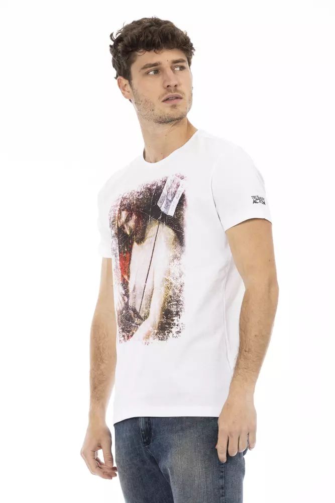 Trussardi Action Elegant White Tee with Graphic Charm