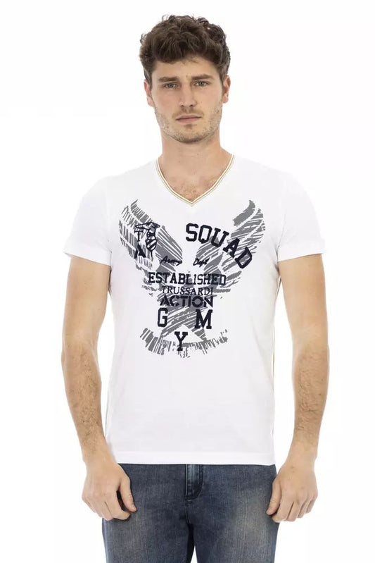 Trussardi Action Elevate Your Casual Style: Short Sleeve V-Neck Tee