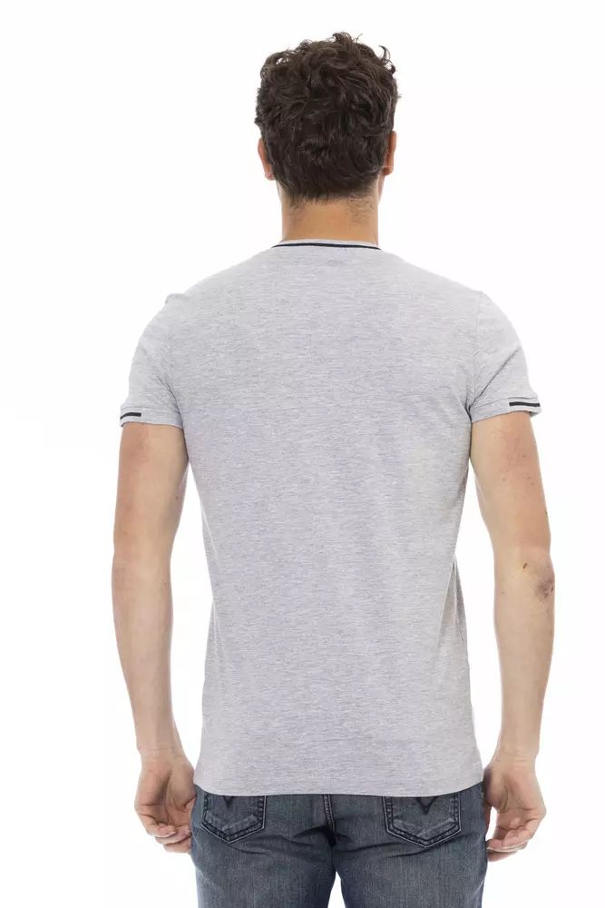 Trussardi Action Chic Gray Short Sleeve Cotton Blend Tee