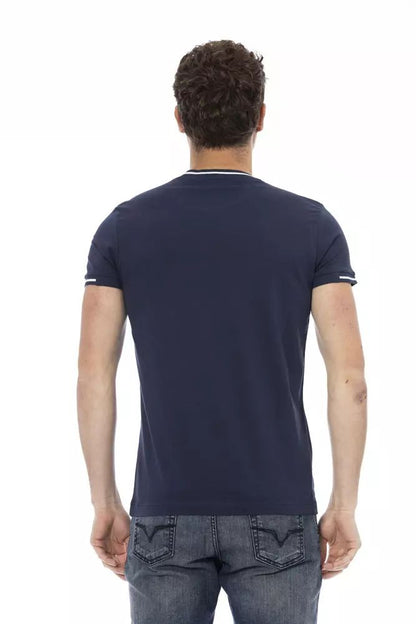 Trussardi Action Sleek Short Sleeve Blue Tee with Front Print