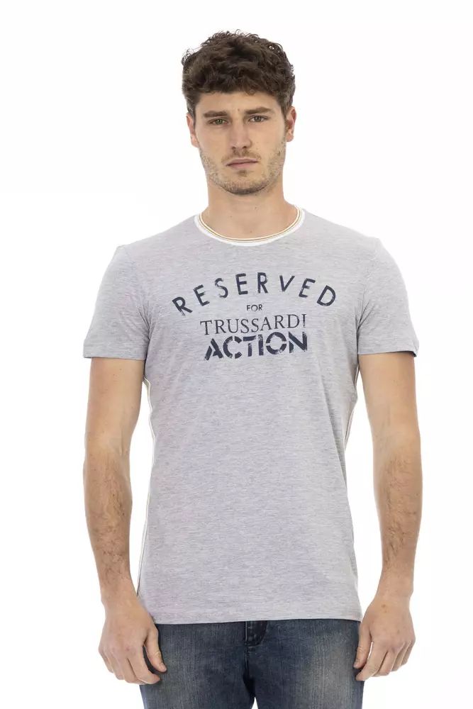 Trussardi Action Chic Gray Cotton Blend Casual Tee