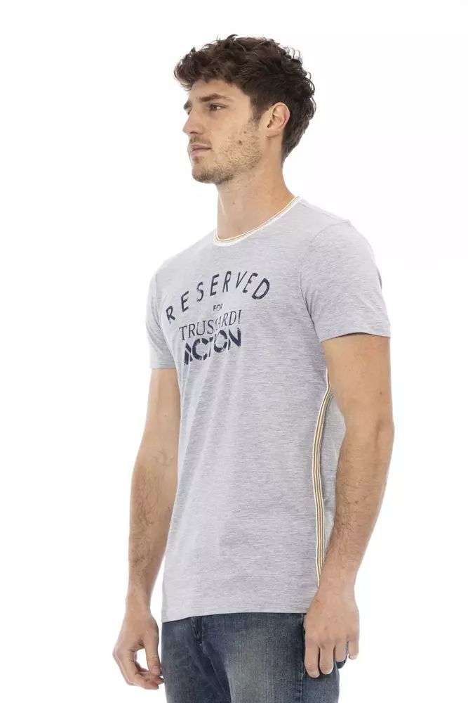 Trussardi Action Chic Gray Cotton Blend Casual Tee