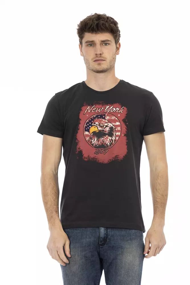 Trussardi Action Sleek Round Neck Tee With Chic Front Print