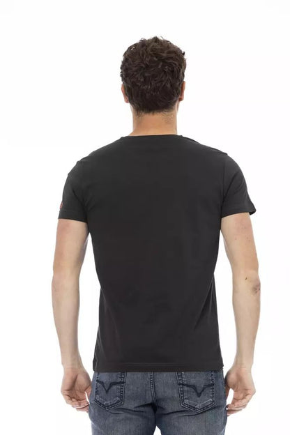 Trussardi Action Sleek Round Neck Tee With Chic Front Print