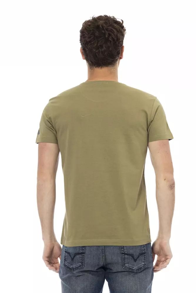 Trussardi Action Elegant Green Tee with Artistic Front Print