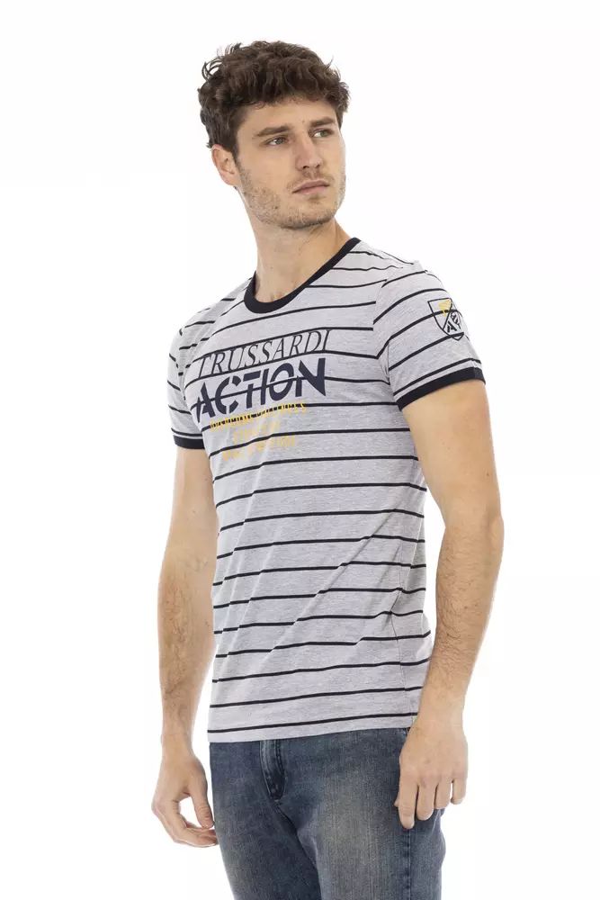 Trussardi Action Elegant Gray T-Shirt with Chic Front Print