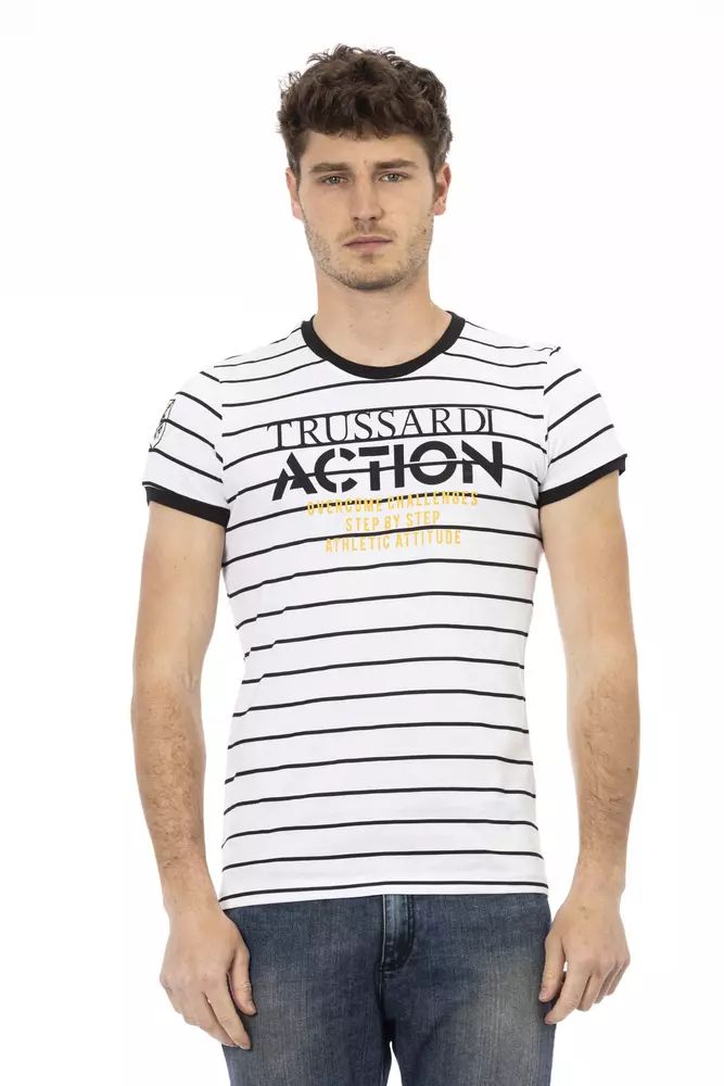 Trussardi Action Sleek White Tee with Bold Print