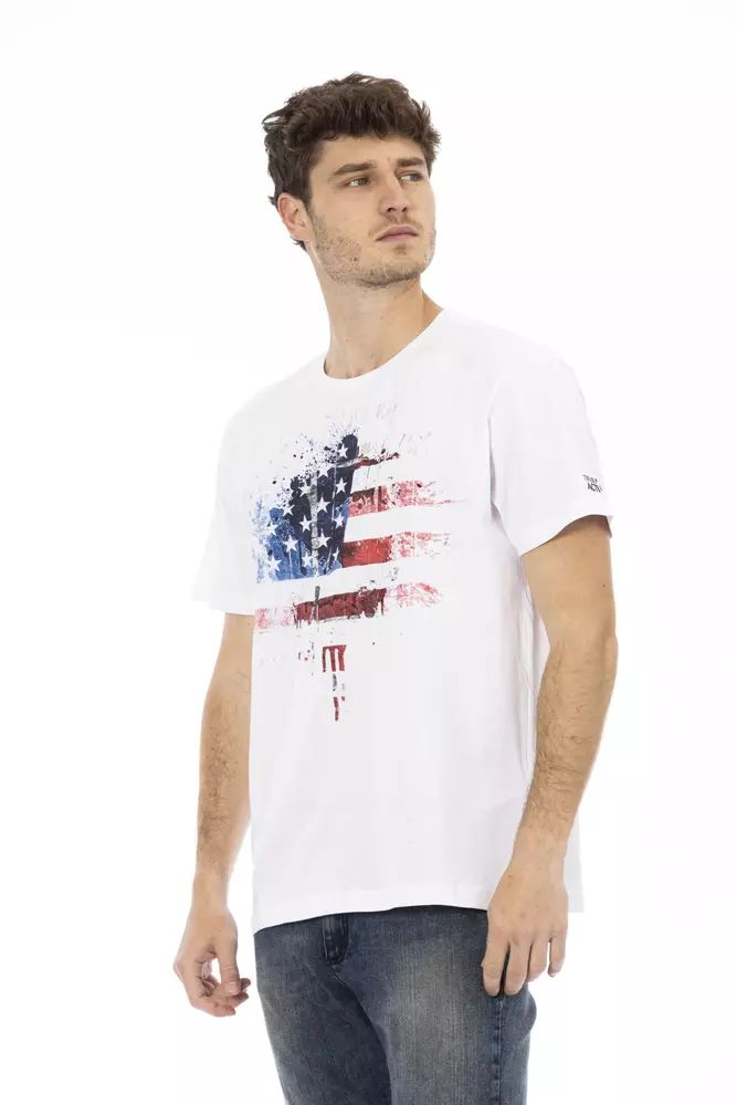 Trussardi Action Elegant White Tee with Graphic Charm