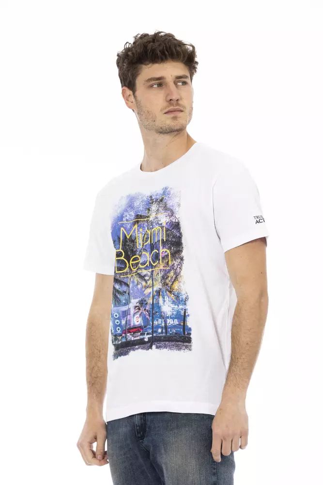 Trussardi Action Elegant White Cotton Blend Tee for Men