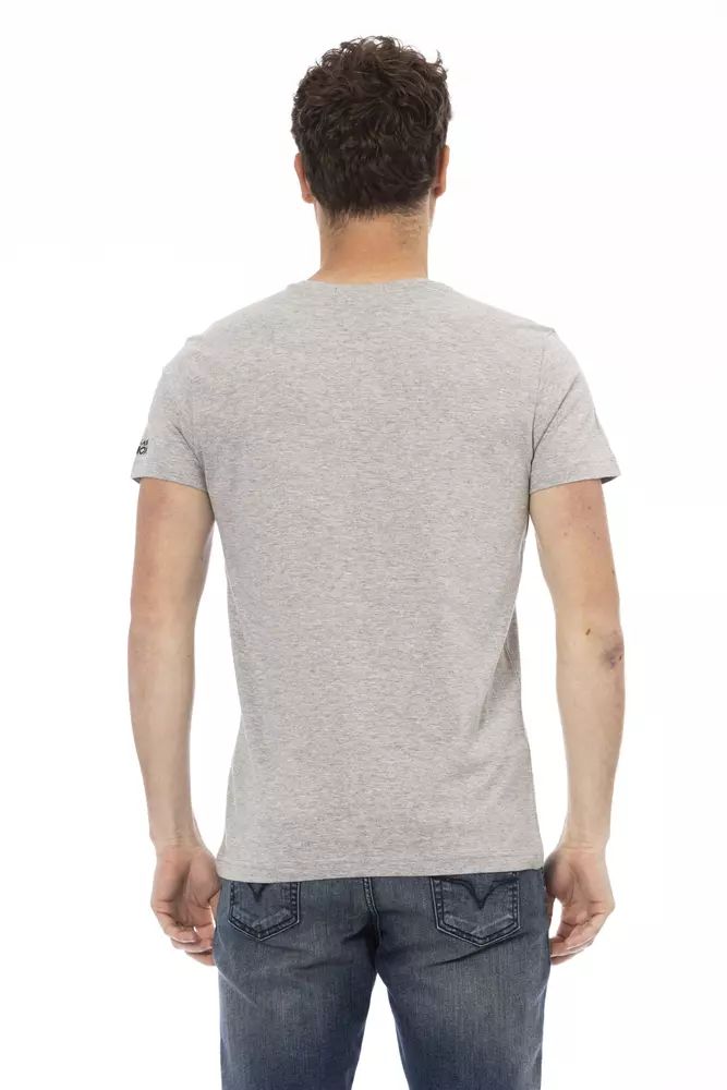 Trussardi Action Chic Gray Cotton Blend Round Neck Tee