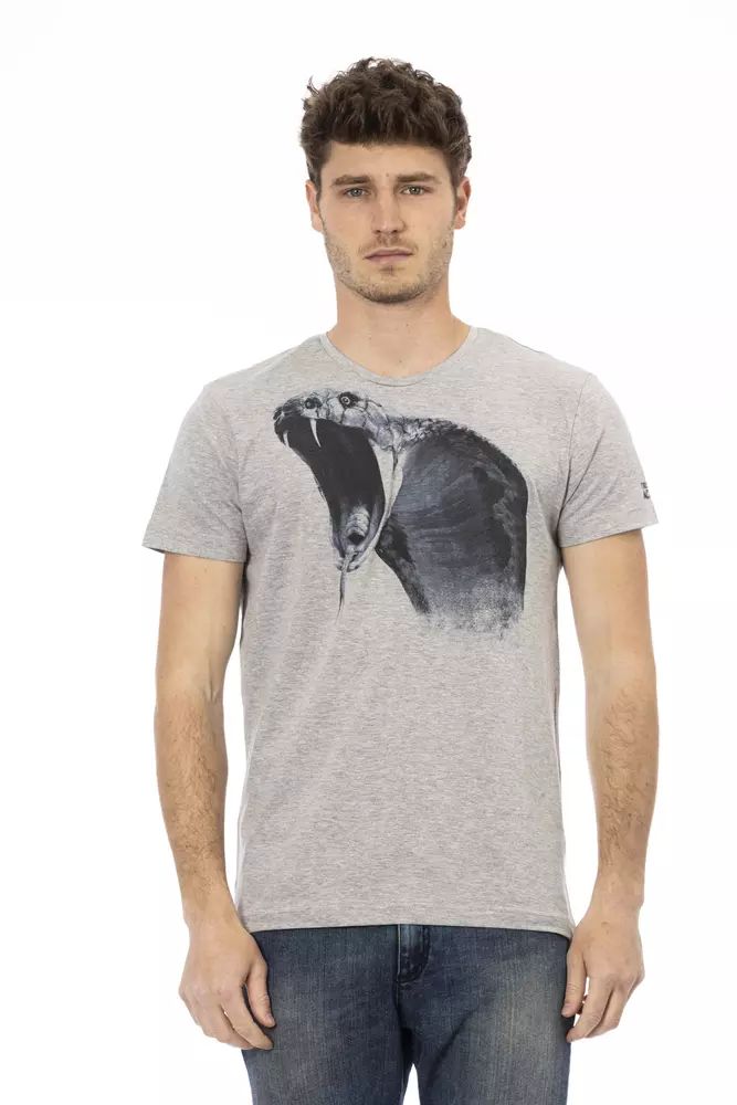 Trussardi Action Chic Gray Cotton Blend Round Neck Tee