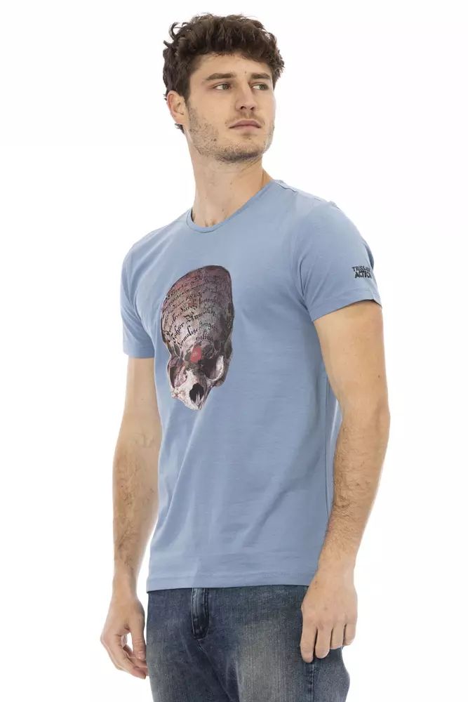 Trussardi Action Light Blue Chic Cotton Blend Tee