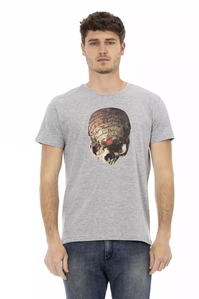 Trussardi Action Sleek Summer Gray T-Shirt with Front Print