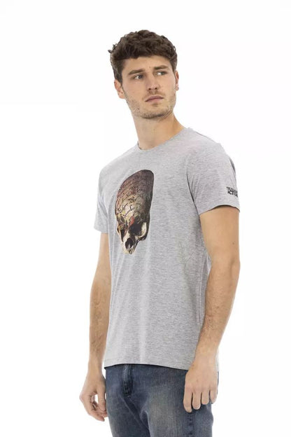 Trussardi Action Sleek Summer Gray T-Shirt with Front Print