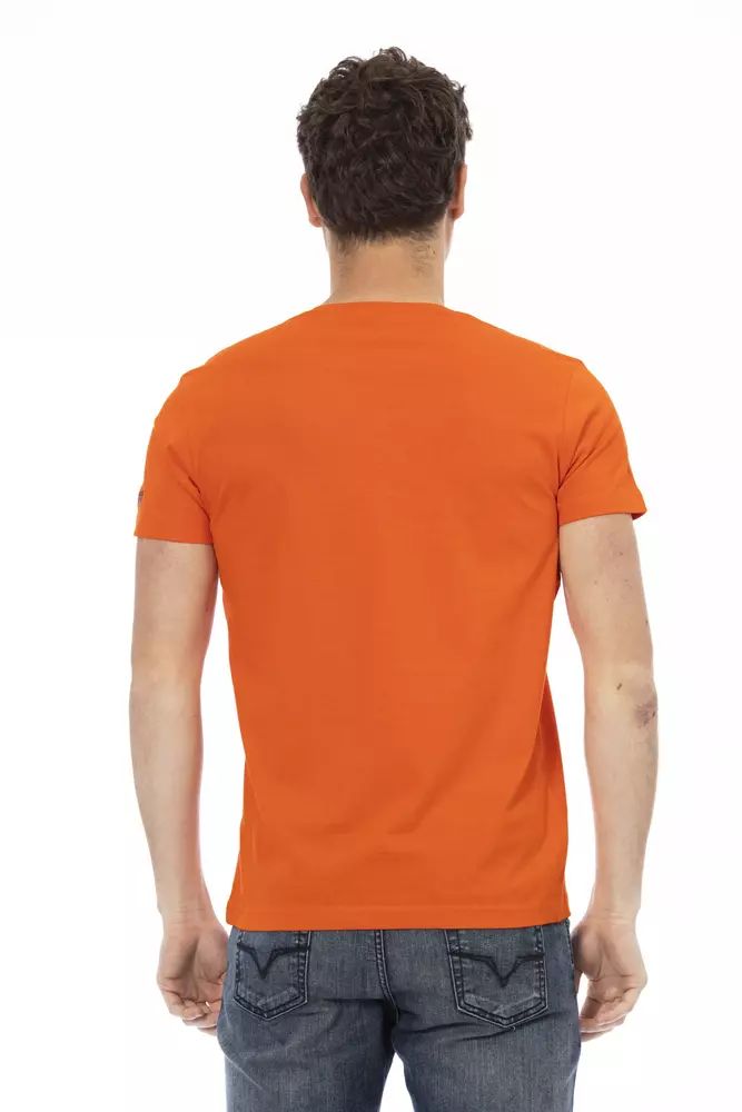 Trussardi Action Sleek Orange Short Sleeve Tee with Front Print