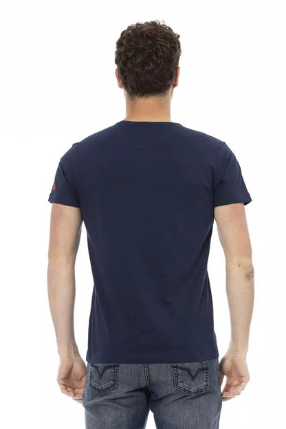 Trussardi Action Chic Blue Printed Short Sleeve Tee