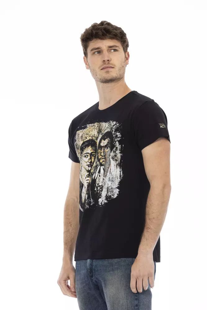 Trussardi Action Sleek Black Tee with Exclusive Front Print