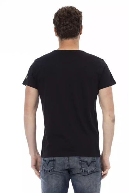 Trussardi Action Sleek Black Tee with Exclusive Front Print