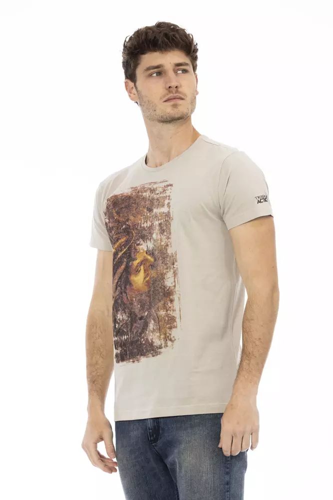 Trussardi Action Elegant Beige Short Sleeve Round Neck Tee