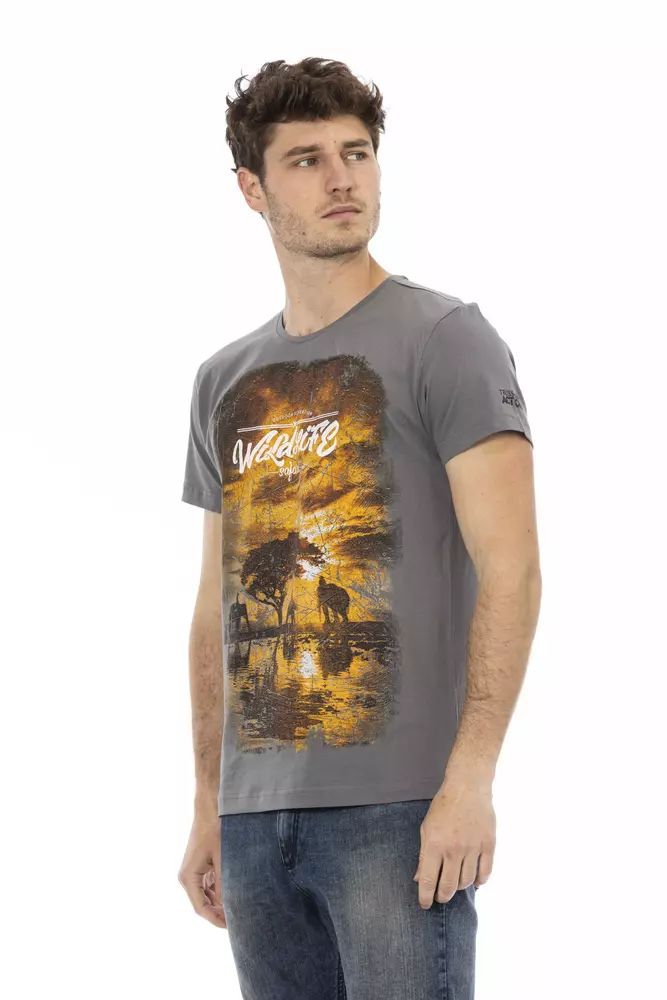 Trussardi Action Chic Gray Short Sleeve Round Neck Tee