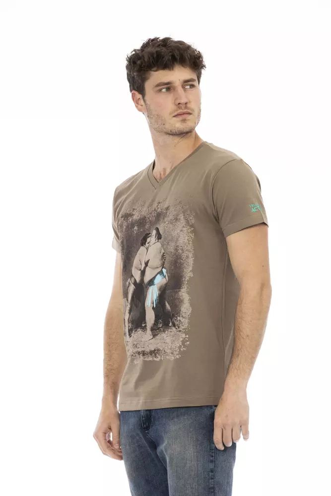 Trussardi Action Vibrant V-Neck Luxury Tee with Chic Print