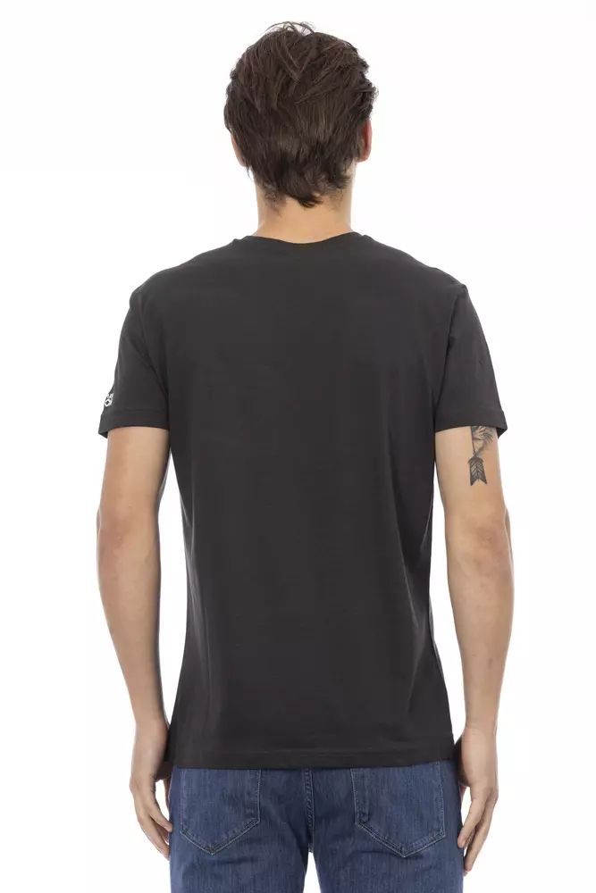 Trussardi Action Sleek V-Neck Tee with Front Print