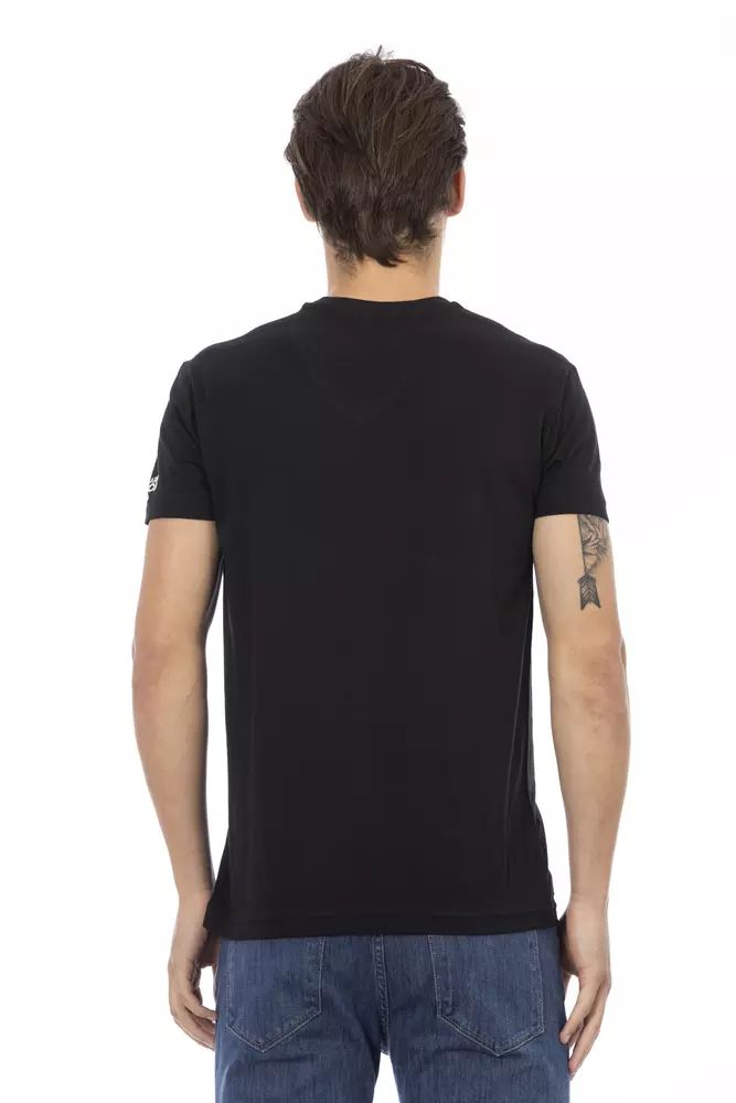 Trussardi Action Sleek V-Neck Tee with Edgy Front Print