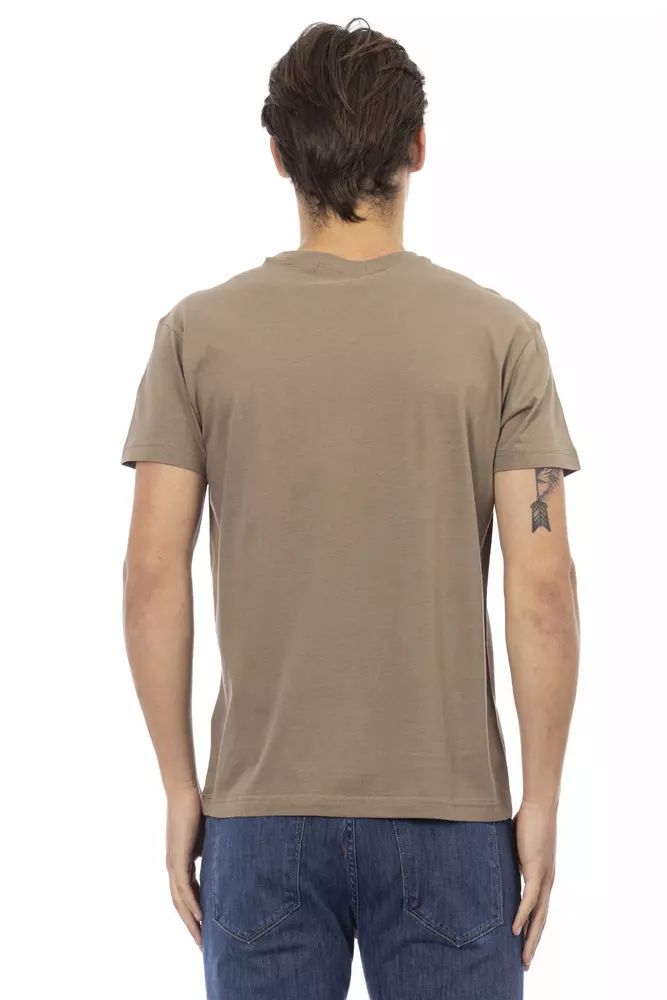 Trussardi Action Sleek V-Neck Tee with Artistic Front Print