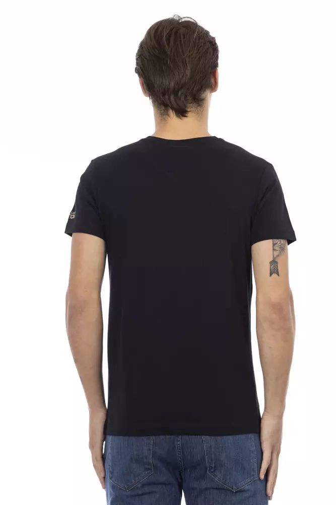 Trussardi Action Chic V-Neck Tee with Artistic Front Print