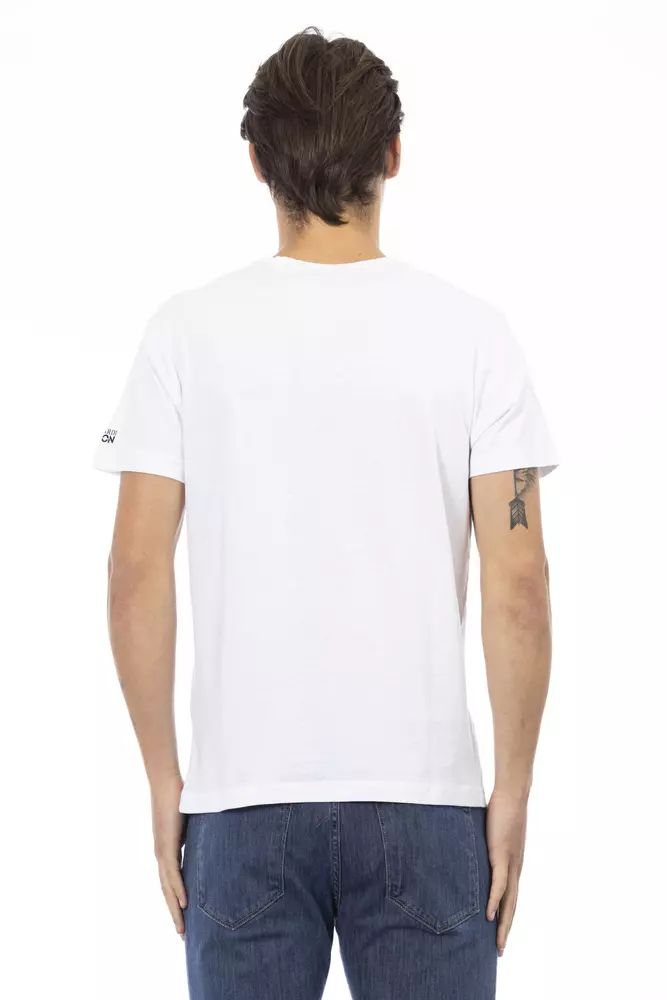 Trussardi Action Sleek V-Neck Tee with Artistic Front Print