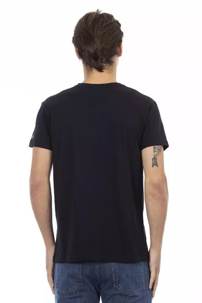 Trussardi Action Elegant V-Neck Tee with Chic Front Print