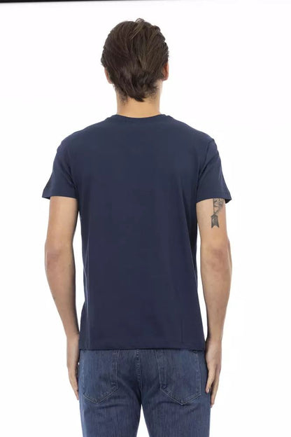 Trussardi Action V-Neck Short Sleeve Stylish Blue Tee