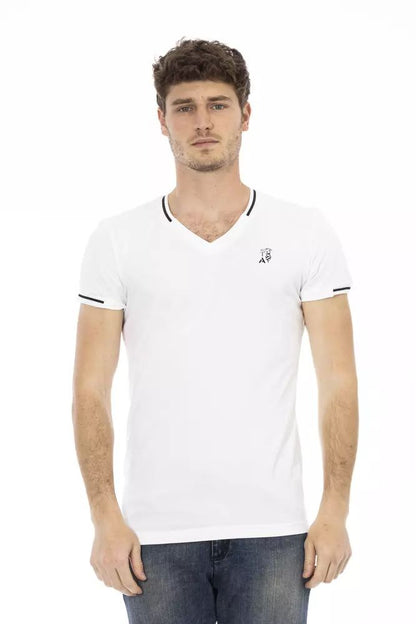 Trussardi Action Sleek V-Neck Tee with Chest Print