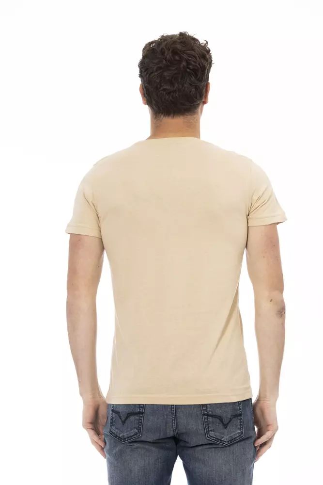 Trussardi Action Elegant Beige Short Sleeve Round Neck Tee