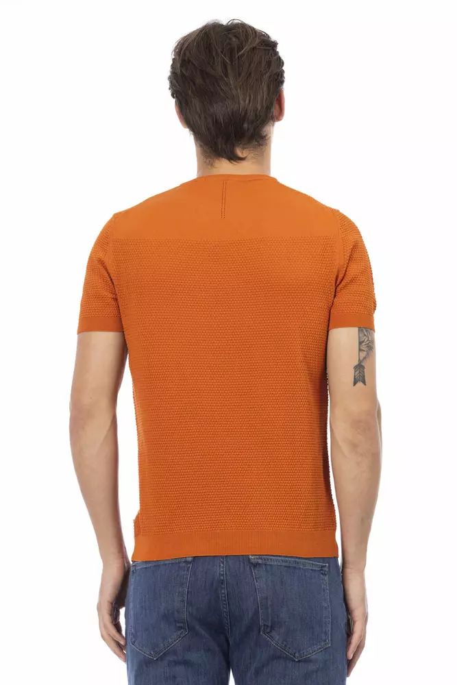 Baldinini Trend Chic Orange Short Sleeve Cotton Sweater