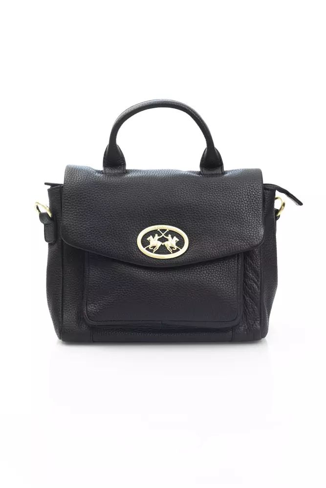 La Martina Elegant Black Leather Crossbody Bag