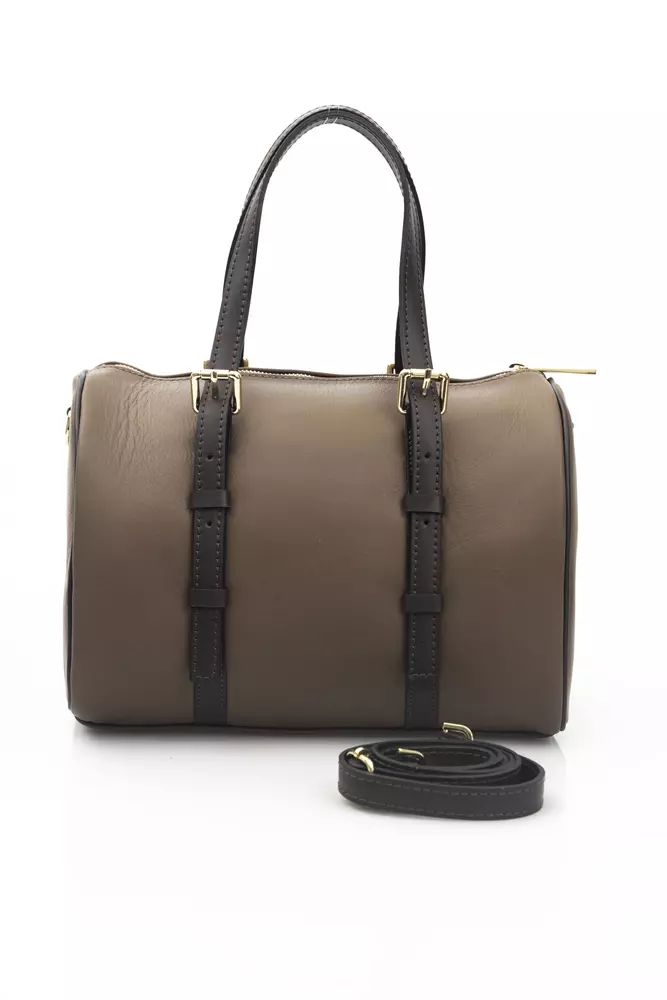 La Martina Elegant Calf Leather Crossbody Bag in Rich Brown