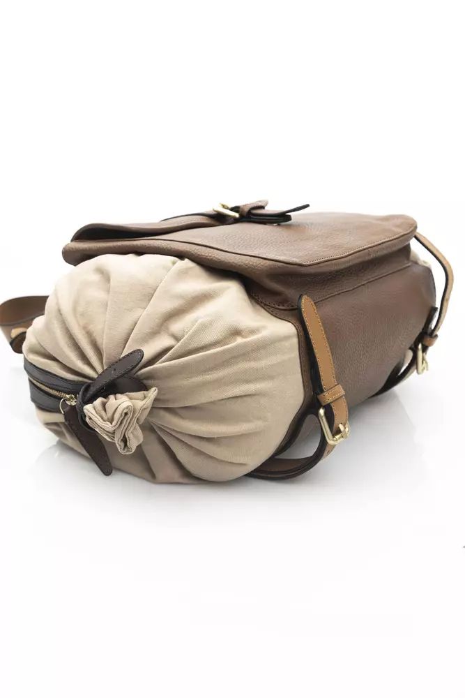 La Martina Elegant Beige Leather Backpack